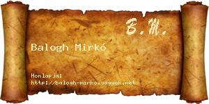 Balogh Mirkó névjegykártya